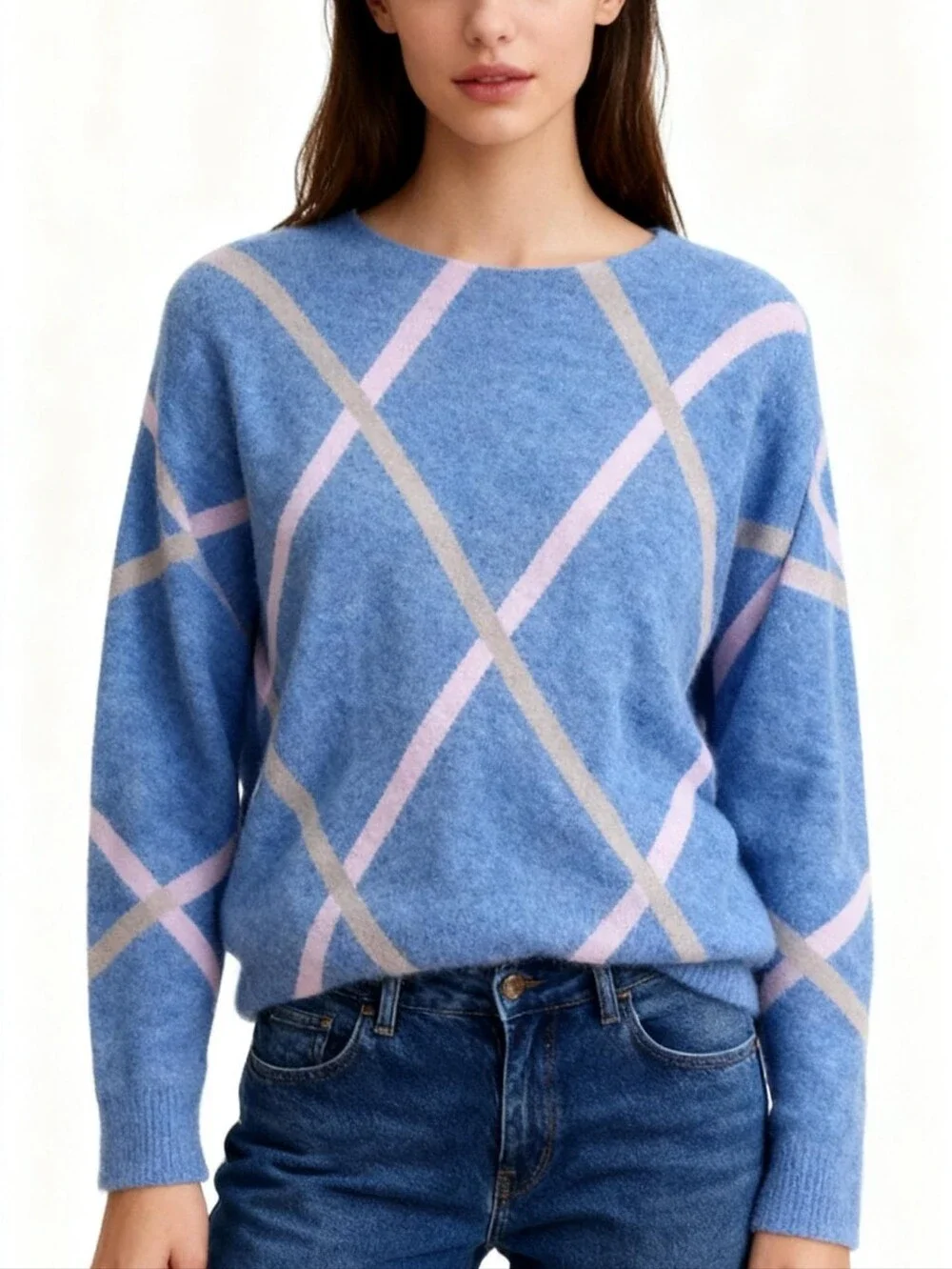 NEW! Bianco & Blu Luxury Mohair Yarn Blue Sweater Size L